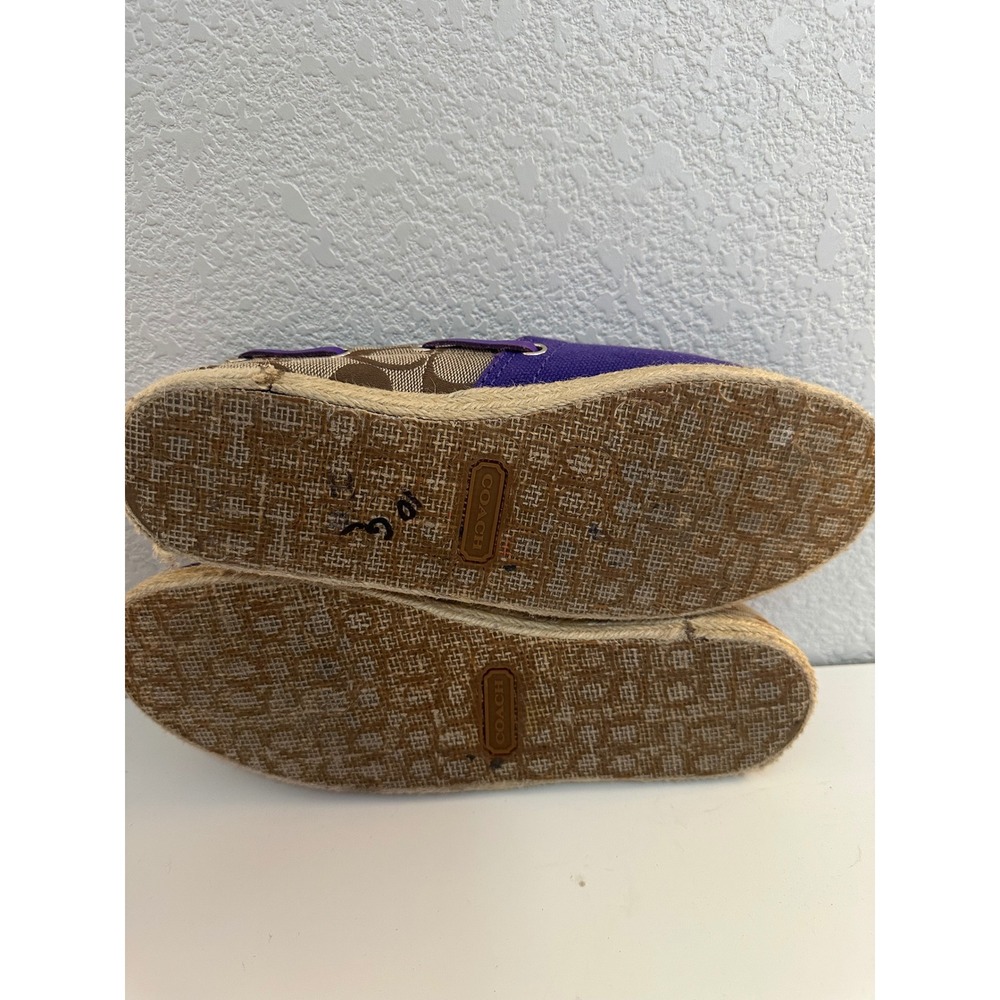 Coach Espadrille Flats Women Purple Brown Monogram Canvas Slip On Shoes Size 7 - Picture 7 of 9